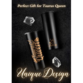 Onebttl Zodiac Gifts for Women, Best Friend Birthday Gifts for Her, 20oz Stainless Steel Tumbler, Printed Logo Black, Taurus
