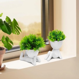 Uguisu Cute Fake Plants,Artificial Faux Greenery, Faux Plants,Artificial Fake Plants,Small Fake Plant,Office Decor for Women,Home Decor,Bathroom Decorations. (2pcs-White)