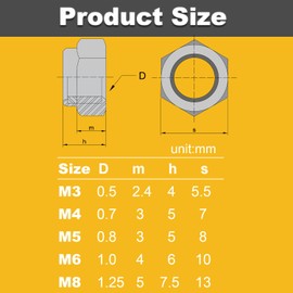 300pcs Locknuts Assortment Kit M3 M4 M5 M6 M8 Hex Nuts Set 304 Stainless Steel Metric Assorted Self-Locking Nylon Insert Right Hand External Hex Drive with Plastic Box