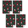 Dancing Santa Claus Wrapping Paper, 4 Sheets Red and Green