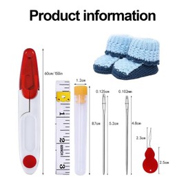 5-Piece Embroidery Needles Sewing Needles Set Measuring Tape Soft Eye Needles Blunt Needle Embroidery Needles Without Tip Comes with Small Tube and Scissors for Hand Sewing Crafts