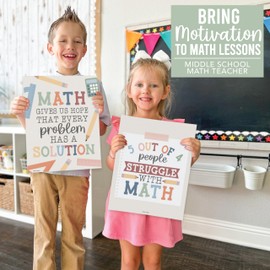 Hadley Designs 6 Math Posters – Fun & Motivational Math Posters for Elementary, Middle & High School, Teacher Must Haves for Classroom Decor & Bulletin Board Sets, Boho Classroom Decor