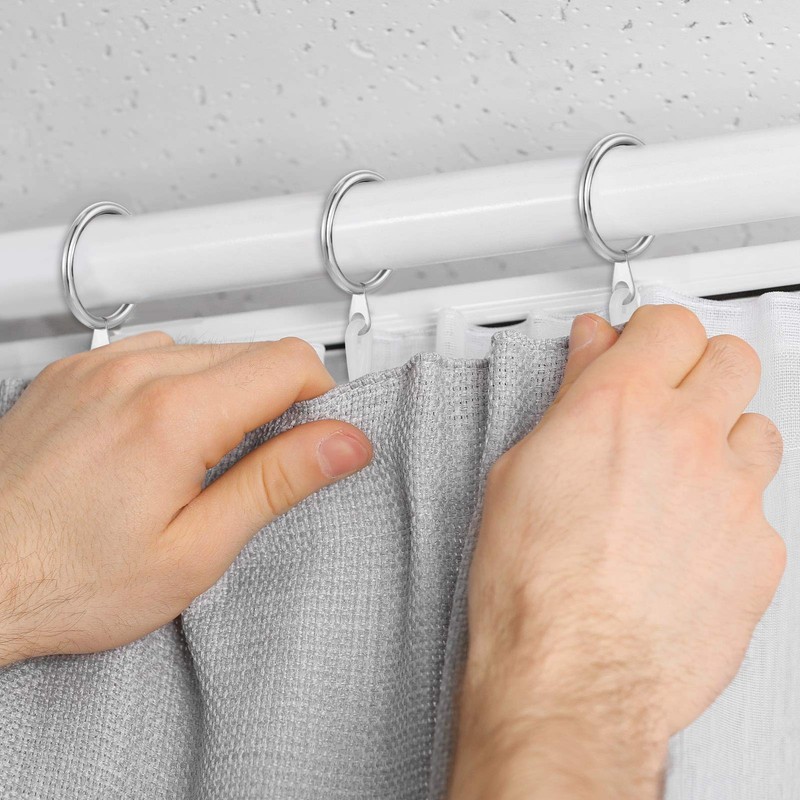 tonyg-p 20 Pack Metal Curtain Rings with Plastic Curtain Hooks,