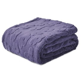 FY FIBER HOUSE Flower Bed Blanket Ultra Soft Blanket Fuzzy Queen Blanket for Bed Couch Sofa, 90"x90", Purple