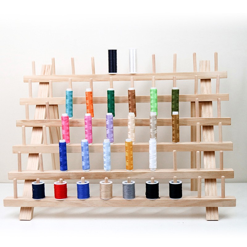 60 Spools Wooden Thread Rack DIY Easy Storage Safe Eco