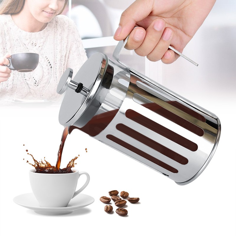 Stainless Steel Glass French Press Filter Coffee Pot Household Tea