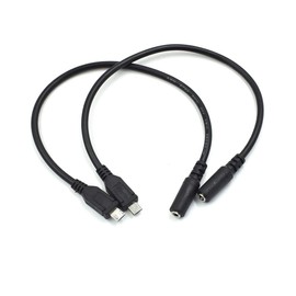 Hxchen 2Pcs Micro 5Pin Male to 3.5mm Female AUX Audio Cable Cord for Headset Adapter Active Clip Mic Microphone (Micro 5P Male to 3.5mm Female)