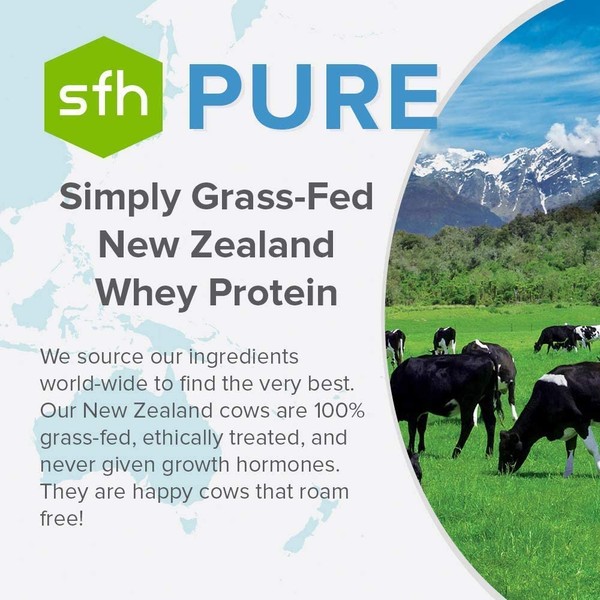 SFH Pure Whey Protein Powder (Chocolate) by SFH | Best Tasting 100% Grass Fed Whey | All Natural | 100% Non-GMO, No Artificials, Soy Free, Gluten Free | (Chocolate, 31.6 Ounce (Pack of 1))