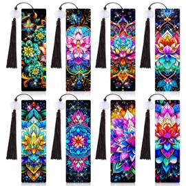 8 Pieces Mandala Diamond Art Bookmarks 5d Diamond Art Bookmark Mandala Beaded Bookmark Acrylic Tassel Bookmark for DIY Making Beginners Adults Arts Craft Supplies