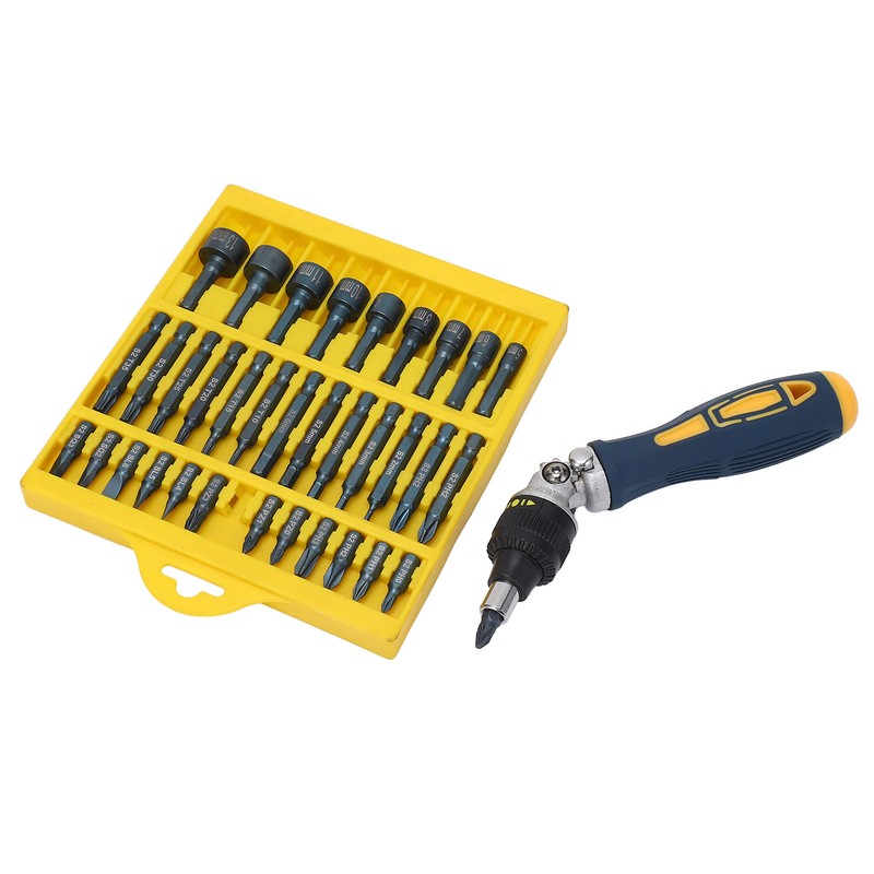 36Pcs Screwdriver Set Magnetic Rotatable Base 1/4 Socket Ratchet Screwdriver
