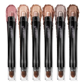 LUXAZA PRO Neutral Eyeshadow Stick Makeup 6PCS Set, Brown Nude Metallic Shimmer Matte Cream Eye Shadow Palette Eyeliner Brightener Pencil Crayon - BROWN CANYON