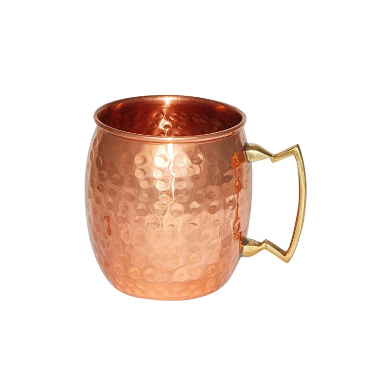 Rastogi Handicrafts 槌目仕上げ銅モスコミュールマグ 100%純銅製 真鍮ハンドル 槌目加工モスコミュールマグ/カップ (1)