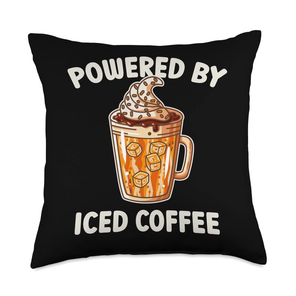 Powered By Iced Coffee Lover Addict Cold Brew Cappuccino Throw