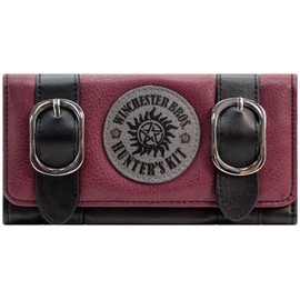 Super Natural Winchester Bros Monster Hunter's Kit Purse Tri-Fold Coin Pocket & Card Holder, Red