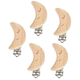 Clips para Chupón de Madera, Diferentes Figuras, Insumos DIY 5 pzas. (Media Luna)