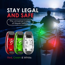 KayaLuma LED Kayak Lights (3 Pack) | Clip On IPX5 Waterproof Marine Navigation Lights for Night Kayaking, Canoeing, Boating, Fishing | High Visibility Kayak Accessories