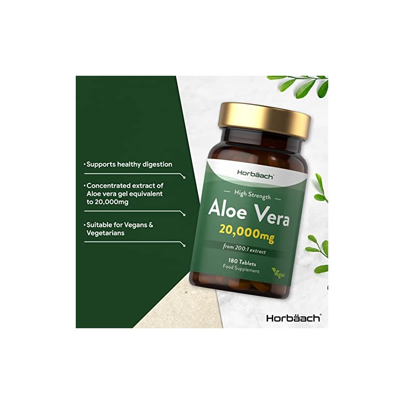 Aloe Vera Tablets | High Strength 20000mg | 180 Count