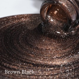 MAYCHAO 15ML Cat Eye Gel Nail Polish 1Pc Brown Black Gel Polish with Magnet Soak off Holographic Magnetic Nail Polish for Nail Art Manicure Salon DIY at Home, 0.5 OZ