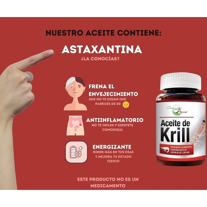 Aceite de Krill 60 cápsulas 1200 mg | Ingredientes naturales