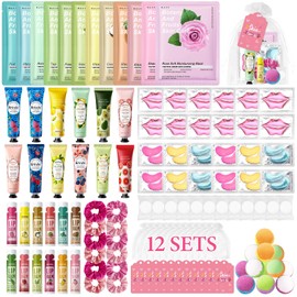 120 PCS Spa Party Supplies for Girls, Spa Party Favors Include Face Masks Skincare, Hand Cream, Lip Balm, Under Eye Patches, Lip Mask, Foot Bath Bombs, Bulk Birthday Sleepover Party Supplies for Women
