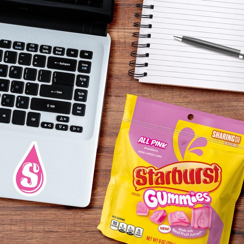 STARBURST Gummies All Pink Gummy Candy Strawberry Flavored Chewy Snacks