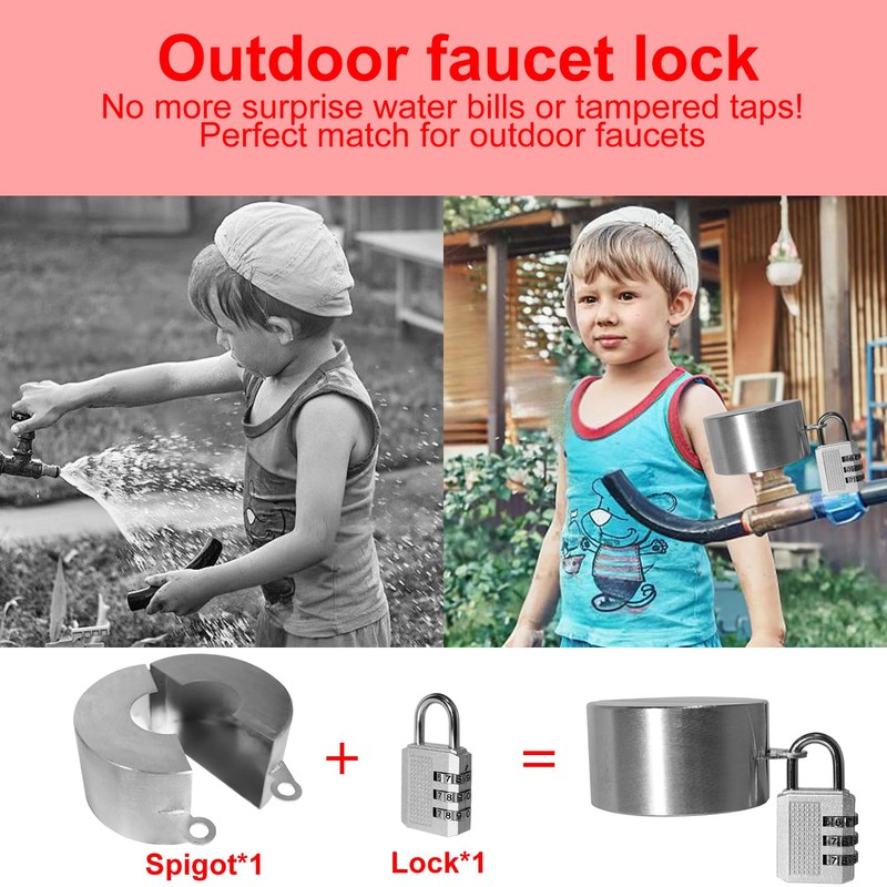 Water Spigot Lock with Padlock, Faucet Locks Outdoor Made of