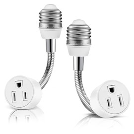 3 Prong Outlet Light Socket Adapter,Light Bulb to Outlet Socket Adapter with Extension Cord,Flexible Light Socket Plug Adapter for Garage,Porch and Patio Light,6 Inch Socket Outlet Extender