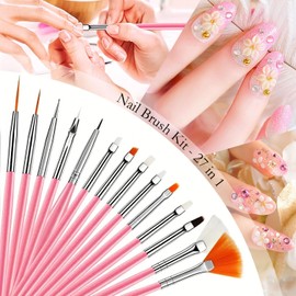 Nail Art Tools 27Pcs Set, Resin Nail Art Palette, 5 Pcs Nail Art Sculpture Pen,2-way Acrylic Silicone Engraving Pen Dotting Pen Tools Nail Art Kit for Nail Art DIY