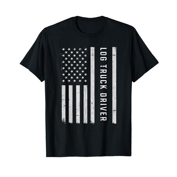 Log Truck Driver USA Flag Patriotic T-Shirt