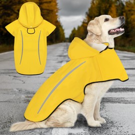 Dog Raincoat for Large Dogs, Adjustable Raincoat for Dogs, Reflective Rain Coat for Puppy, Dog Raincoats Waterproof with Hoodie, Waterproof Dog Rain Jacket Rainwear
