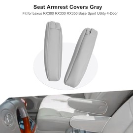 Qnbes 2Pcs Classic Grey Leather Seat Armrest Covers for Lexus RX300 RX330 RX350, Synthetic Microfiber Material, Waterproof & Easy Clean, Direct Installation, 2-Year Service
