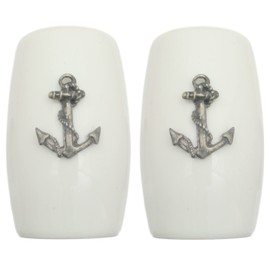 Ships Anchor China Salt and Pepper Shakers Cruet Set Modern White CSP 325