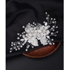 Deniferymakeup Flower Bride Wedding Hair Comb Clip Silver Rhinestone Pearl