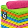 12Pcs Microfibre Cleaning Cloths, Random Colours, Lint-Free, Streak-Free, Super Absorbent - Multi-Purpose Towels for Housekeeping, Kitchen, Car Cleaning