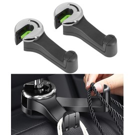 Flaconi Car Organiser, Car Hook Headrest, 2-in-1 Headrest Holder, Headrest Hook, Car Seat Double Hook Back Hook, Hook Headrest Car, Hook Car Headrest (Silver)