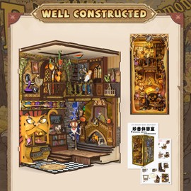 CUTEBEE Book Nook Kit - DIY Miniature House Magic Dollhouse Kit for Adults Teens, Fantastic Booknook Bookshelf Decor Beasts Alley Model Build with LED Light (Fantastic Animal Common Room)