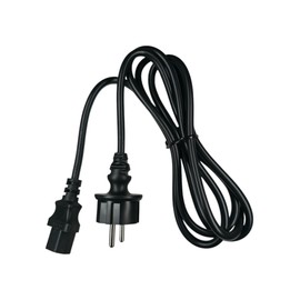 2 Metre IEC Cable 230V 10A IP44 Plug Straight (Type F CEE 7/4) IEC Coupling C13 Socket Power Cable 3-Pin Power Cable for PC Computer Printer Monitor - Black Cable