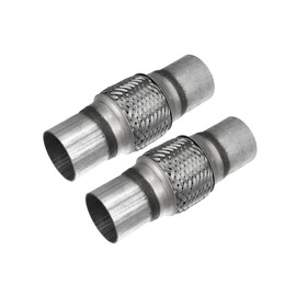 HOPESPANNER 2 Pcs 2.25"x4"x8" Car Exhaust Flexible Pipe Tubing Universal Exhaust Joint with Welding Extension Pipe Stainless Steel Silver Tone Vehicle Components