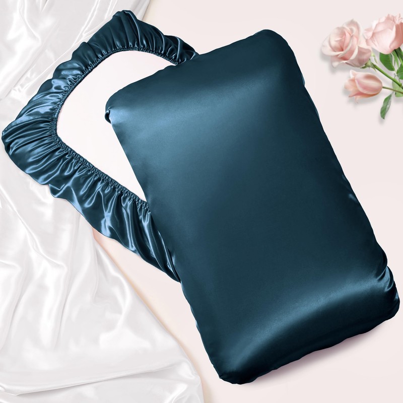 Manyshofu Satin Pillowcases for Hair Protection - 1Pcs Navy Blue
