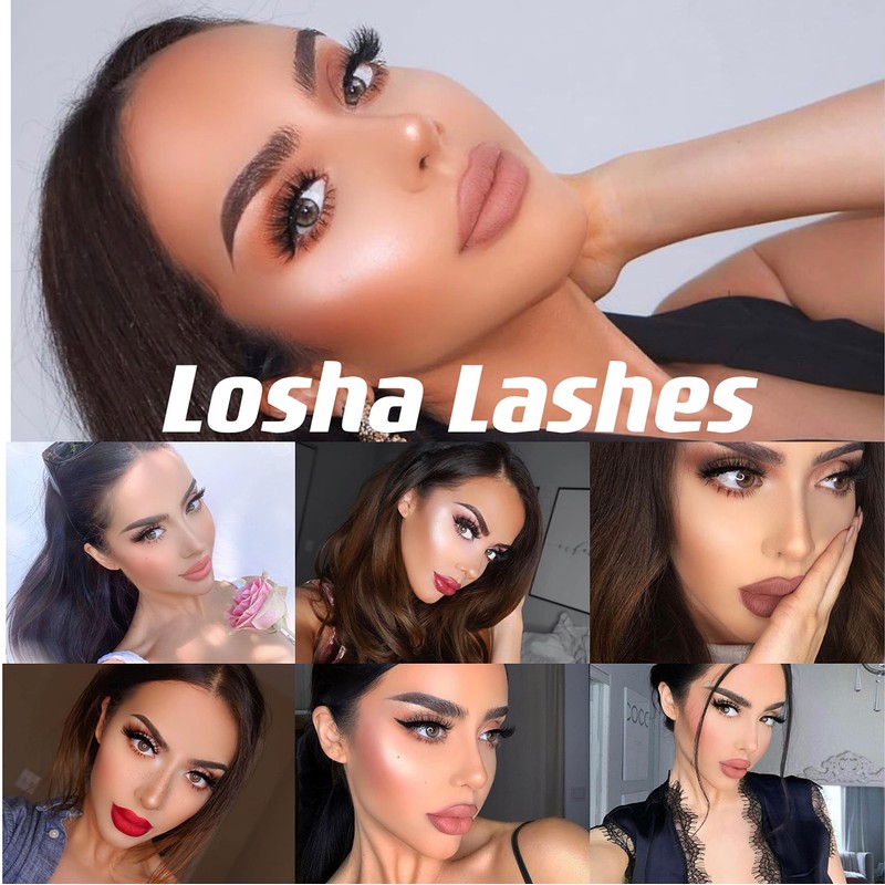 Losha Eyelashes Natural Look Faux Mink Lashes Pack Handmade Fluffy