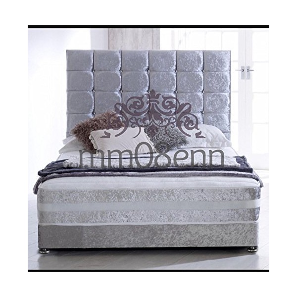 mm08enn SPECIAL 3O EXTRA TALL CUBE DIAMOND HEADBOARD IN CRUSHED VELVET AVAILABLE IN AND COLOURS. (4ft6 double, grey)