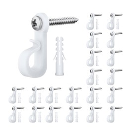 20Pcs Q Hanger Hooks for Outdoor String Lights,Christmas Light Hooks with Screw,Indoor and Outdoor Light Q-Hanger Hook Clips for Hanging String Lights Fairy Lights Patio Light(White)