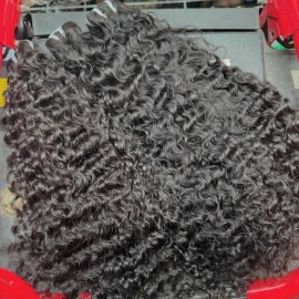 2025 Cuticle Aligned Raw Mink Hair Straight Human Hair Bundles with Closure Human Hair Extension Vendorscolor: 1pcs burmese curly, Stretched Length: 24"