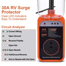 Geosiry RV Surge Protector 30 Amp RV Circuit Analyzer, Surge Guard with 8000 Joule Surge Protection, 30 Amp Surge Protector for RV, Camper (30 Amp)