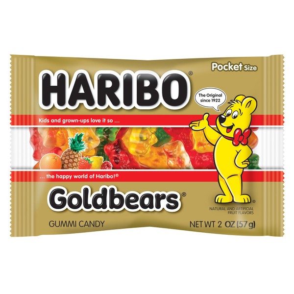 Haribo Gummi Candy, Goldbears, 2 Ounce,Pack of 4