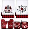 Bencailor 6 Pcs Christmas Kitchen Decor Kitchen Towel Oven Mitts