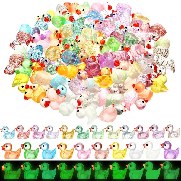 100pcs Mini Resin Ducks,40pcs Luminous Mini Ducks and 60pcs Mini