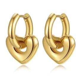 YeGieonr Gold Earrings for Women, Lightweight Stainless Steel Chunky Hoop Earrings with 18K Real Gold Plated, Hypoallergenic Fashion Jewellery Gifts for Women and Girls, Stainless Steel, No Gemstone