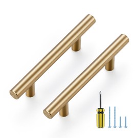 Ravinte 30 Pack Kitchen Cabinet Handles Champagne Bronze 3 Inch Hole Center Stainless Steel Pulls for Dresser Drawer Cupboard Handles with Screwdriver, 5 Inch Length