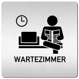Türschilder24 XXL Door Sign (B) 125 x 125 x 1.5 mm Waiting Room 004 Aluminium Solid Material 100% Made in Germany